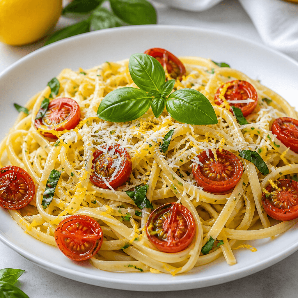 Lemon Basil Pasta with Cherry Tomatoes