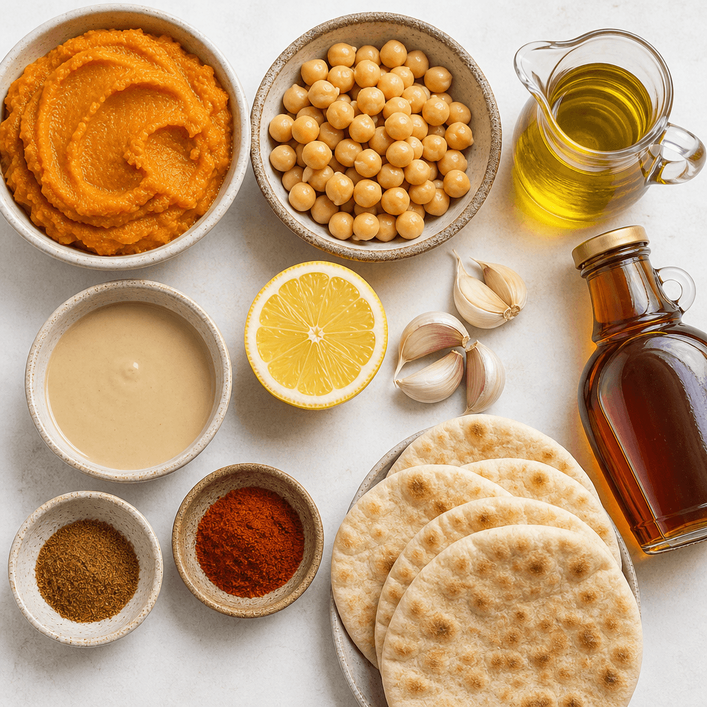 Creamy Pumpkin Hummus with Crispy Pita Chips ingredients