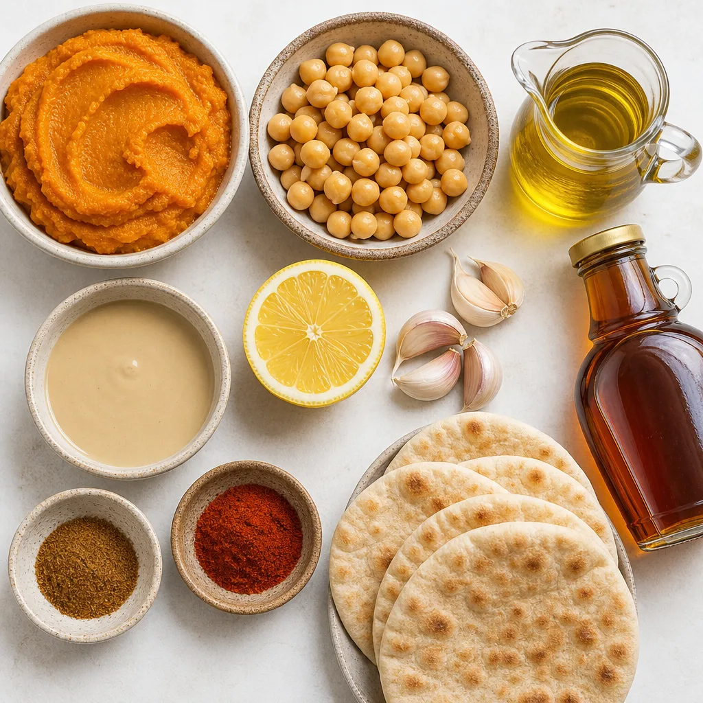 Creamy Pumpkin Hummus with Crispy Pita Chips ingredients
