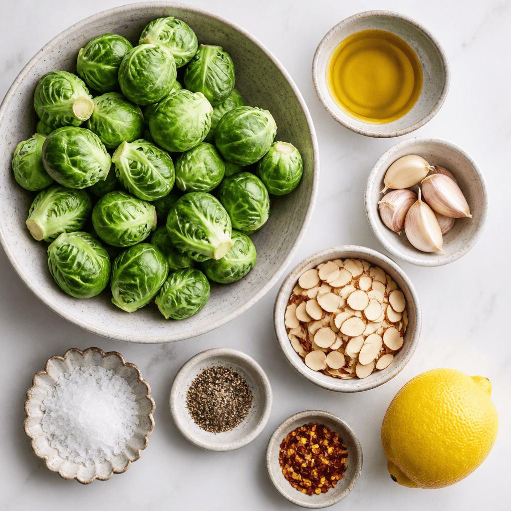 Roasted Brussels Sprouts with Garlic and Almonds ingredients