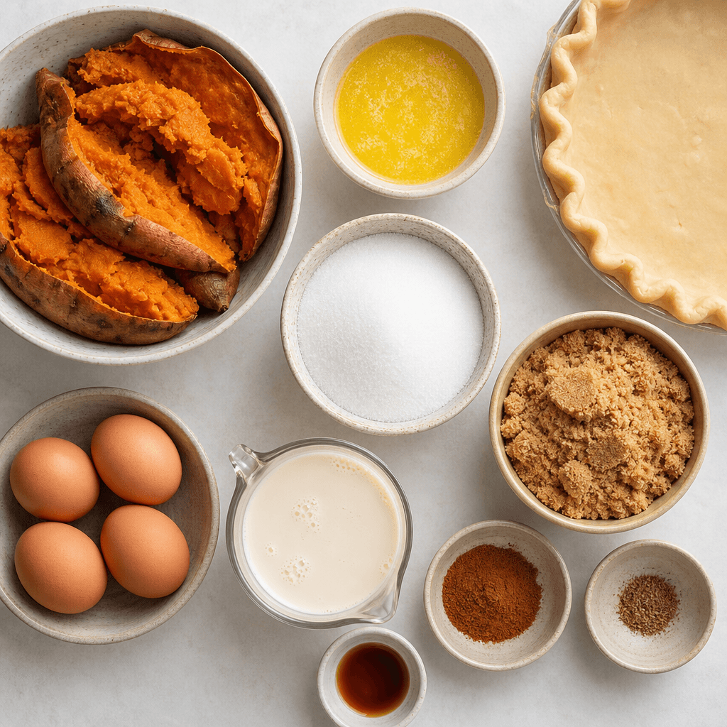 Homemade Sweet Potato Pie ingredients