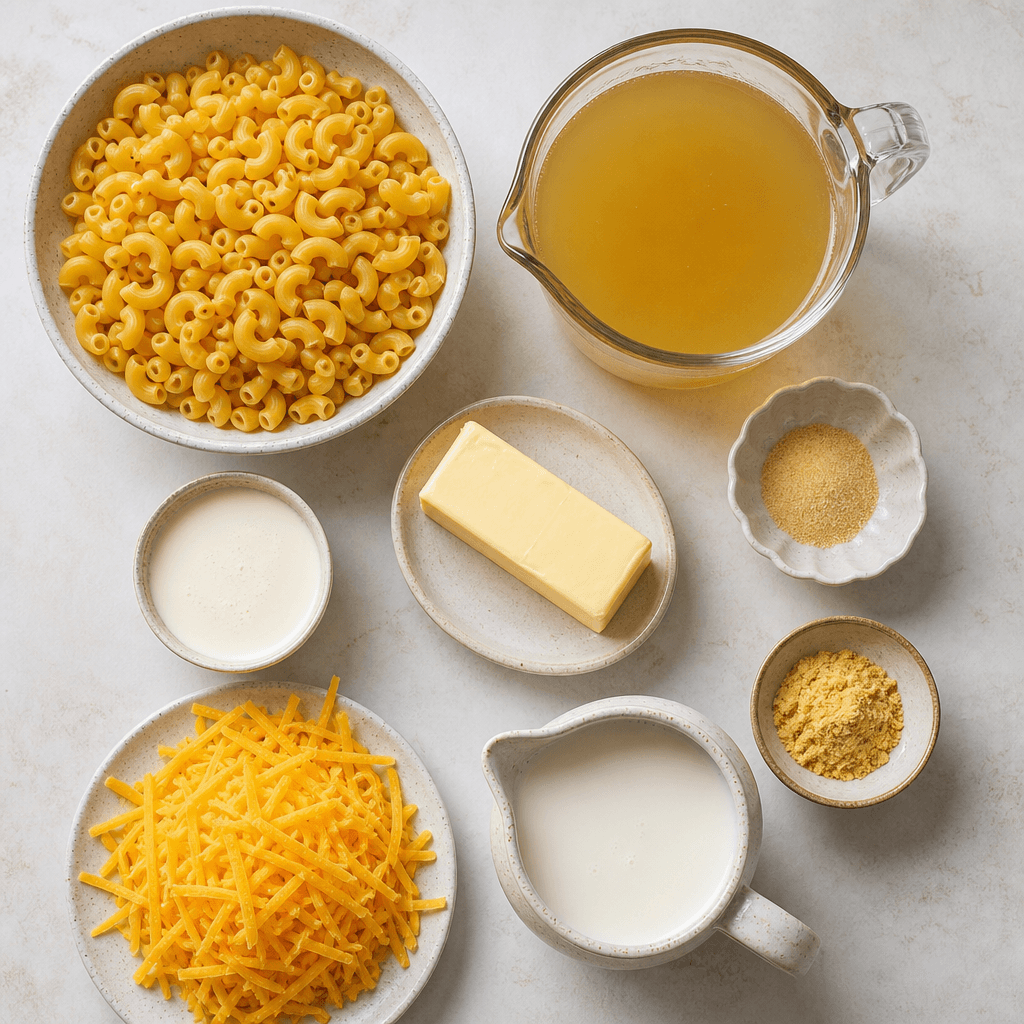 Quick and Creamy Instant Pot Macaroni and Cheese ingredients