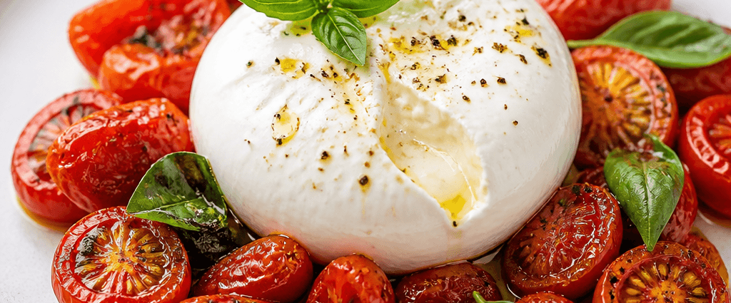 Burrata with Roasted Tomatoes and Fresh Basil