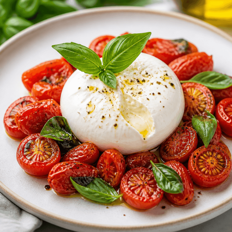 Burrata with Roasted Tomatoes and Fresh Basil