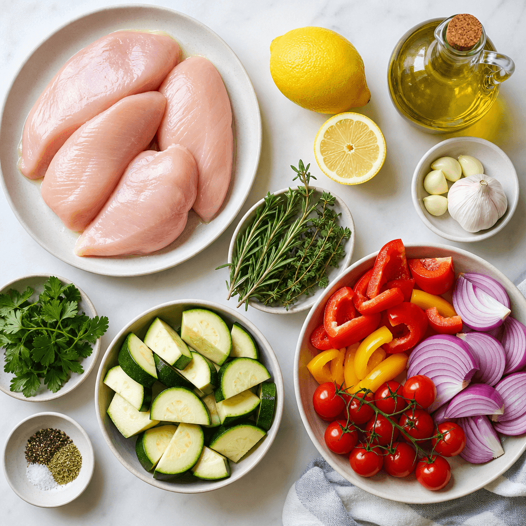 Grilled Lemon Herb Chicken with Roasted Vegetables ingredients