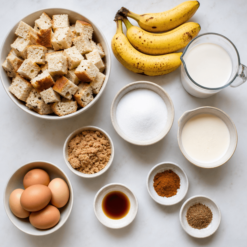 Cozy Crockpot Banana Bread Pudding Recipe ingredients