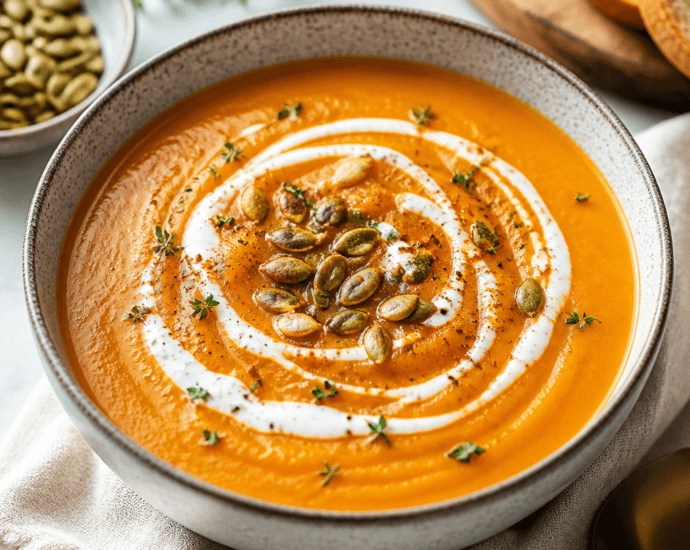 Creamy Spiced Sweet Potato Soup with Coconut Swirl Recipe