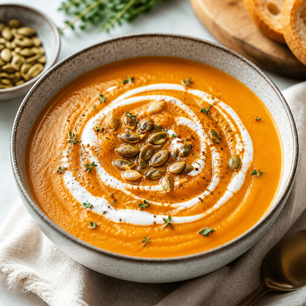 Creamy Sweet Potato Soup with Coconut Swirl