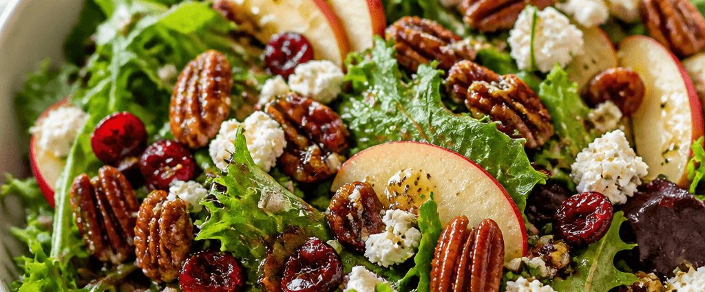 Fresh Apple Cider Harvest Salad with Sweet Candied Pecans