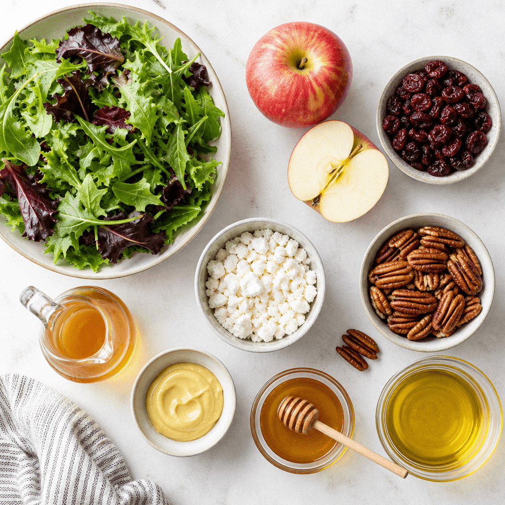 Fresh Apple Cider Harvest Salad with Sweet Candied Pecans ingredients
