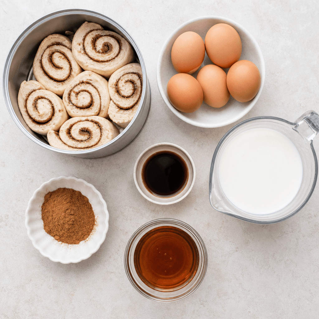 Cozy Crockpot Cinnamon Roll Casserole Recipe ingredients