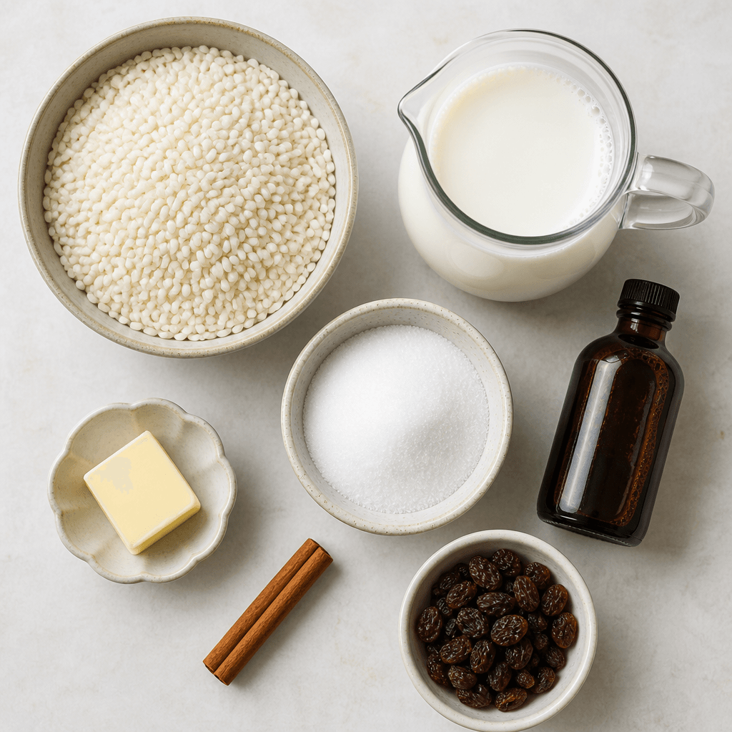 Creamy Instant Pot Rice Pudding Recipe ingredients