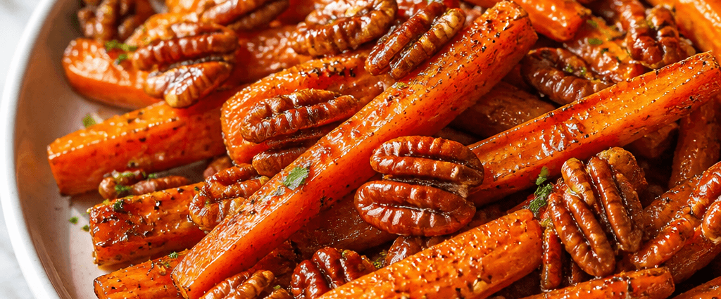 Maple Roasted Carrots with Sweet Candied Pecans
