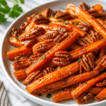 Maple Roasted Carrots with Sweet Candied Pecans