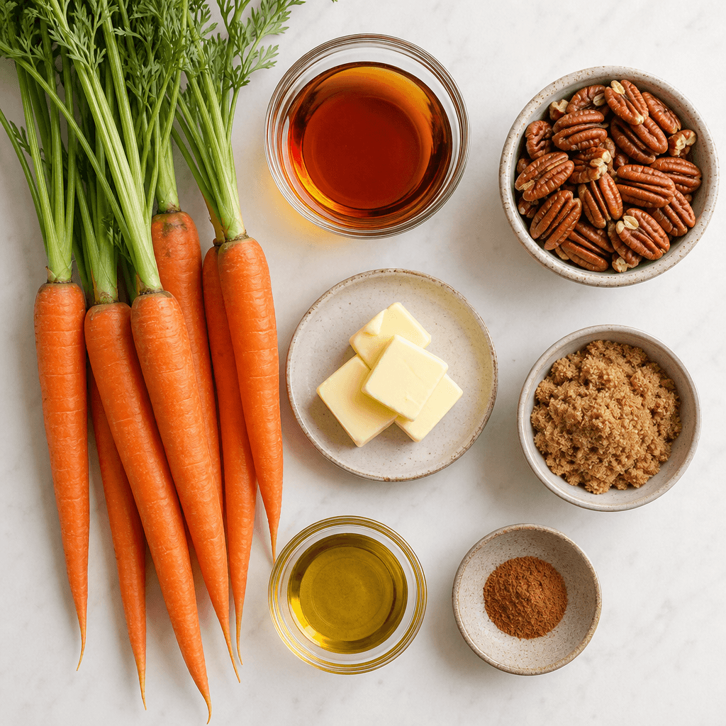 Maple Roasted Carrots with Sweet Candied Pecans ingredients