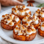 Sweet Potato Rounds with Toasted Marshmallow and Pecans