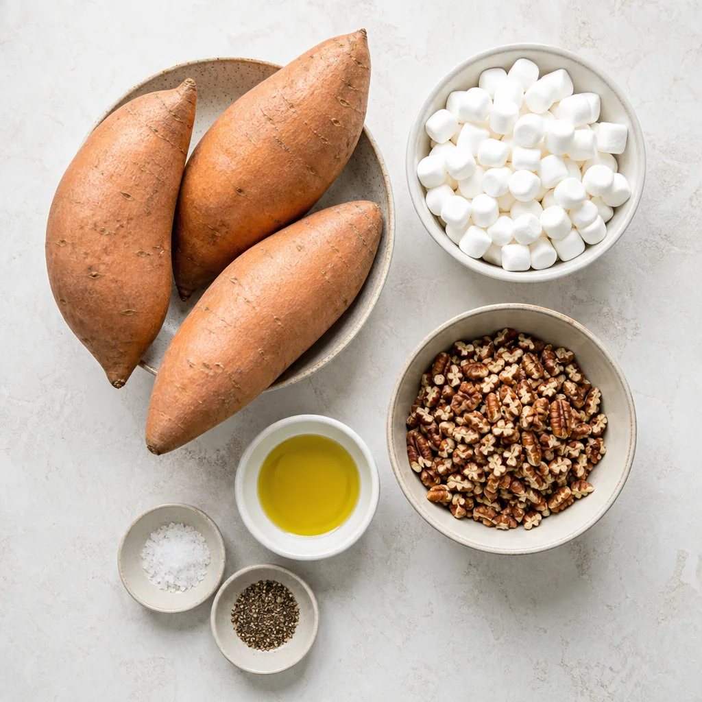 Sweet Potato Rounds with Toasted Marshmallow and Pecans ingredients