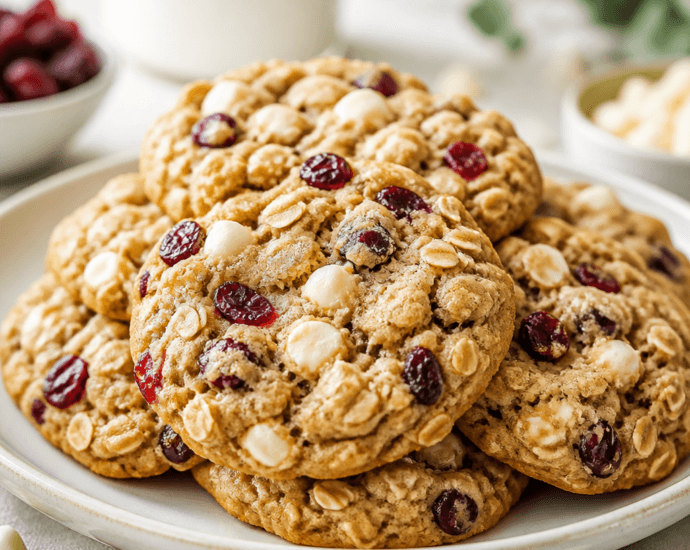 Chewy Oatmeal Cranberry White Chocolate Cookie