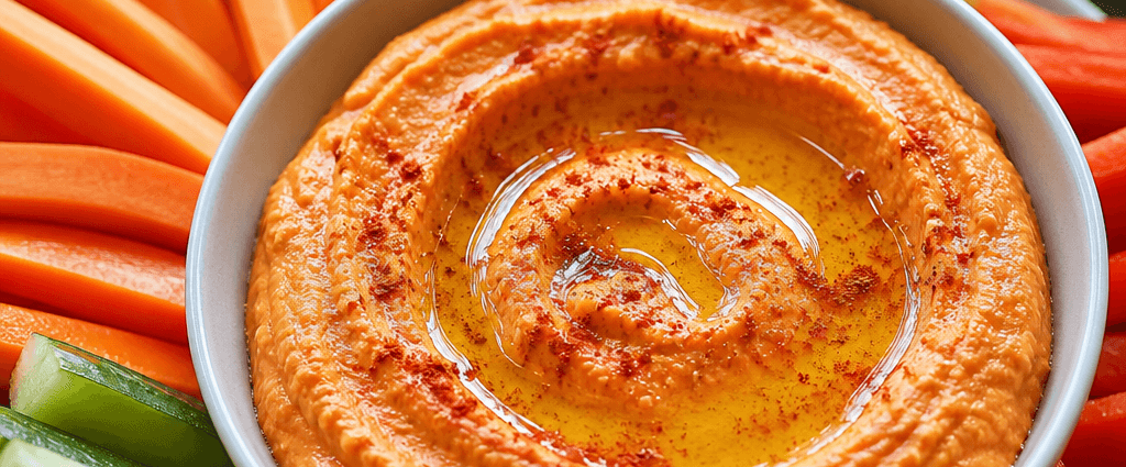 Roasted Red Pepper Hummus with Fresh Veggie Sticks