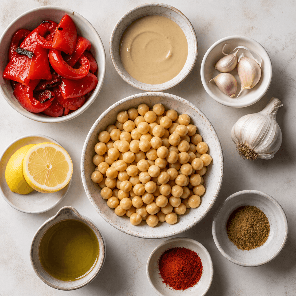 Roasted Red Pepper Hummus with Fresh Veggie Sticks ingredients