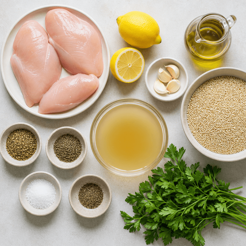 Lemon Herb Chicken with Quinoa ingredients