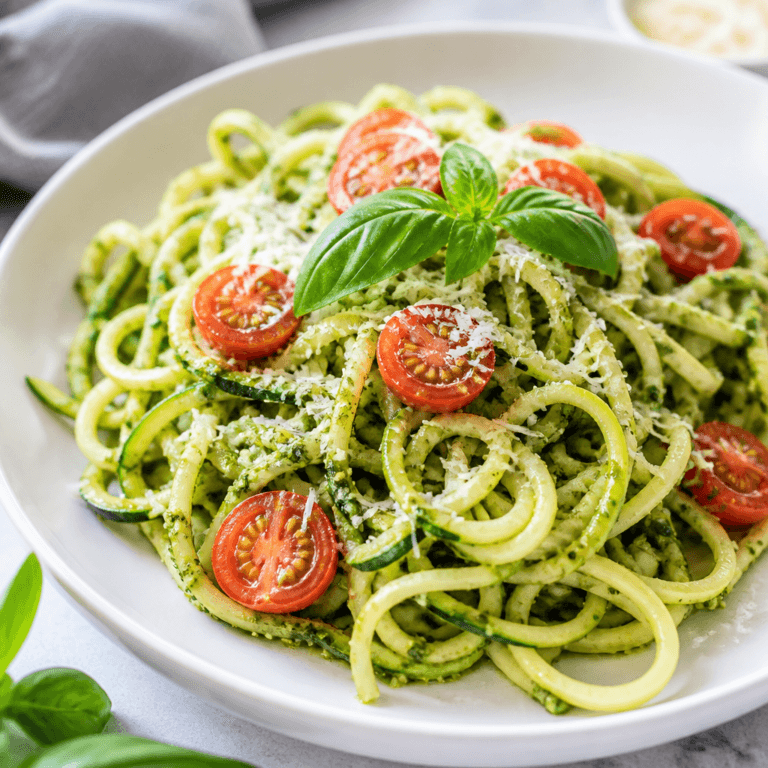 Zucchini Noodle Pasta with Pesto (20 Minutes)