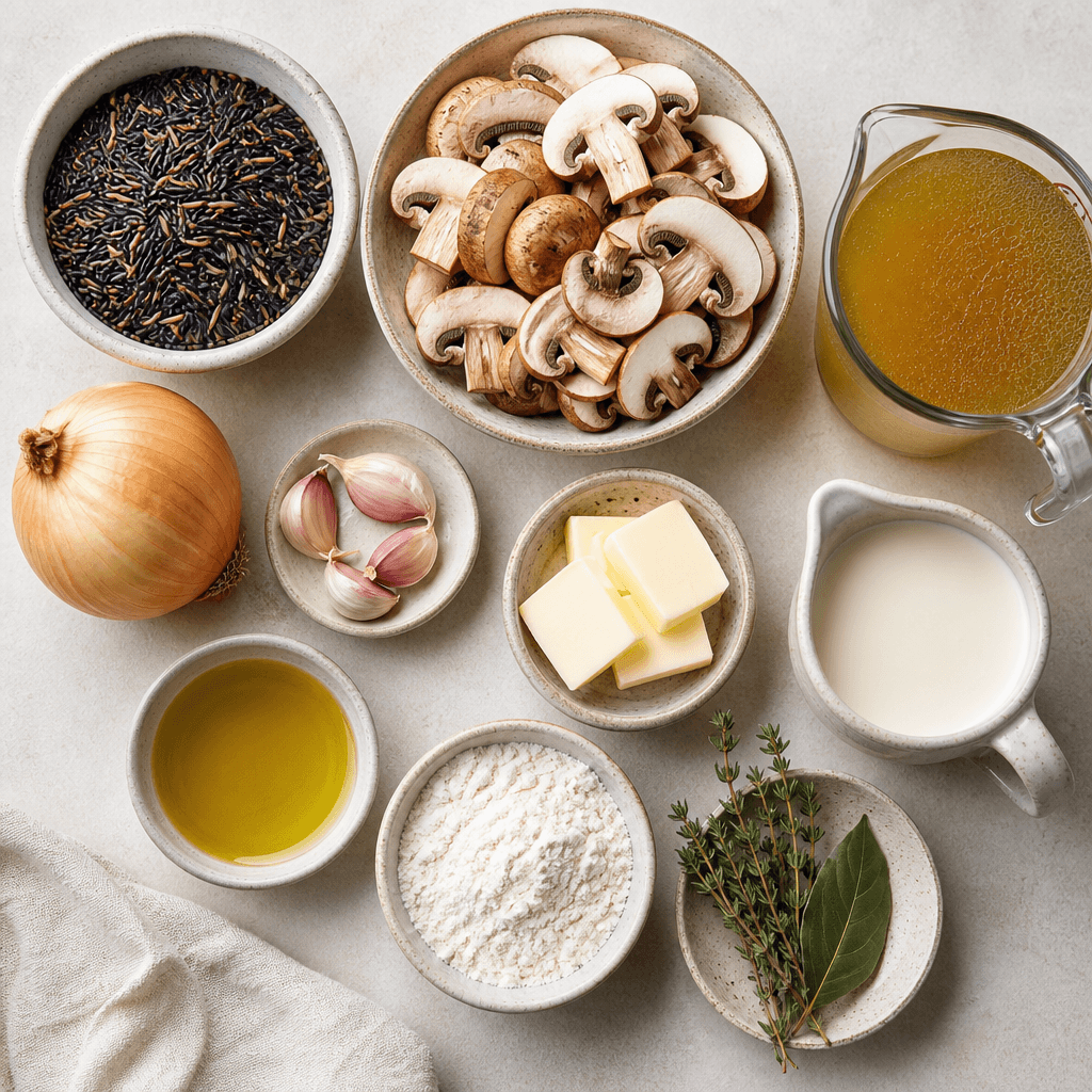 Creamy Mushroom and Wild Rice Soup ingredients