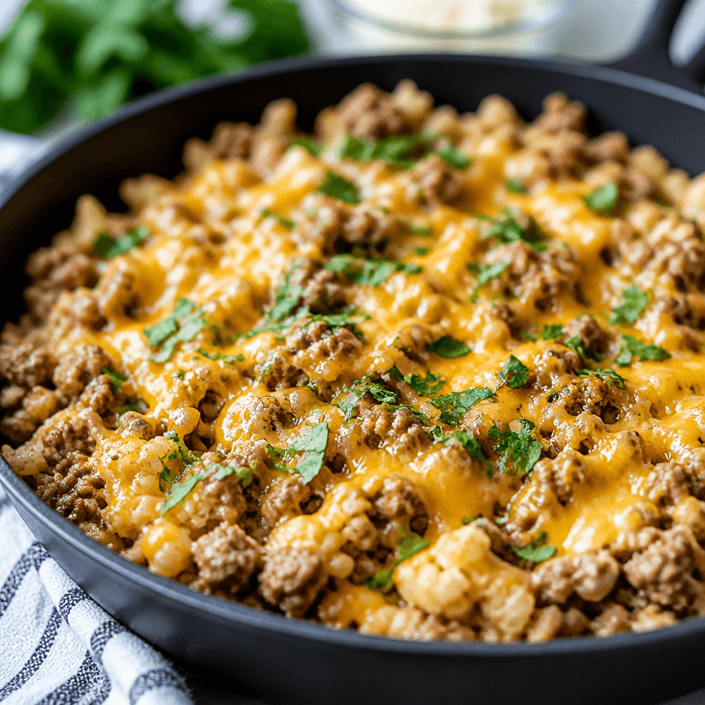 Cheesy Cauliflower Rice with Ground Beef