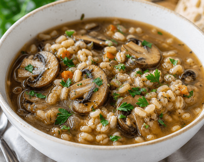 Hearty Warm Barley and Mushroom Soup Recipe for Cozy Evenings