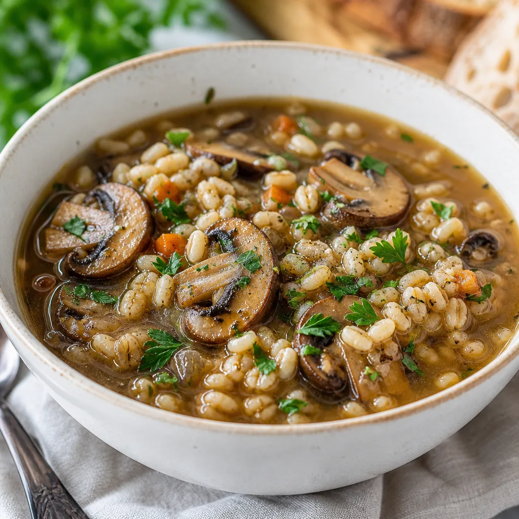 Hearty Warm Barley and Mushroom Soup Recipe for Cozy Evenings