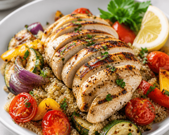 Grilled Chicken with Quinoa and Roasted Vegetables