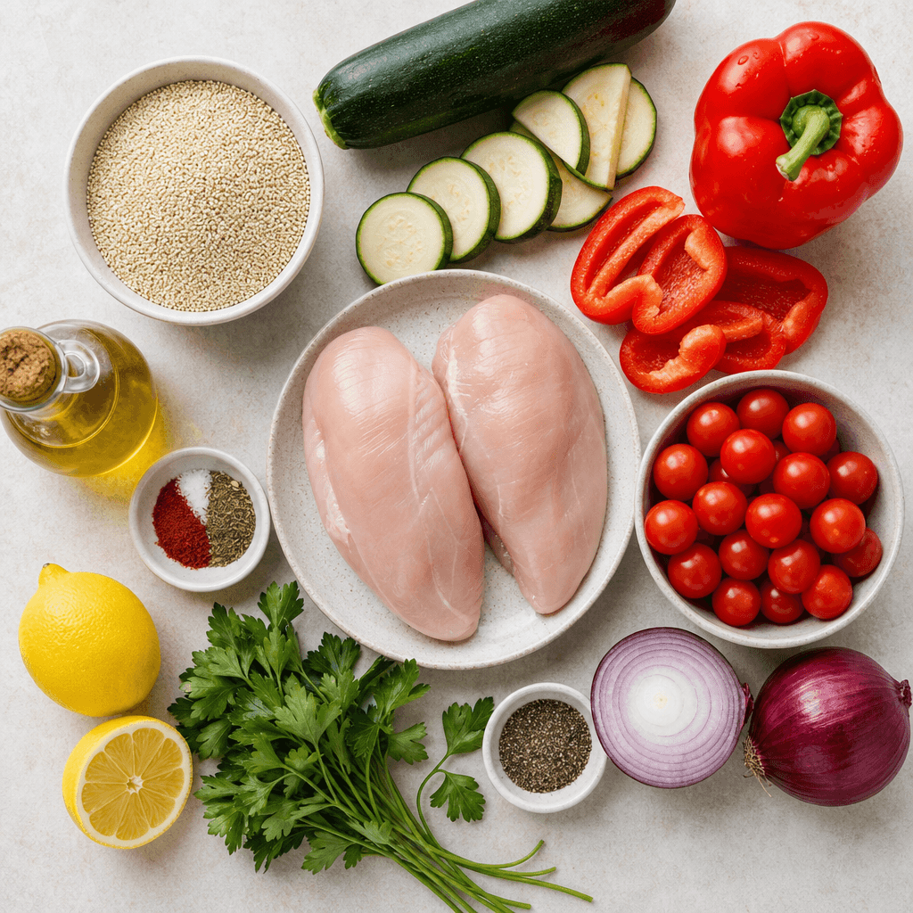 Grilled Chicken with Quinoa and Roasted Vegetables ingredients