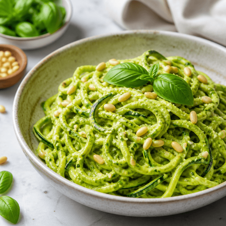 Zucchini Noodles with Avocado Pesto (Creamy & Easy)