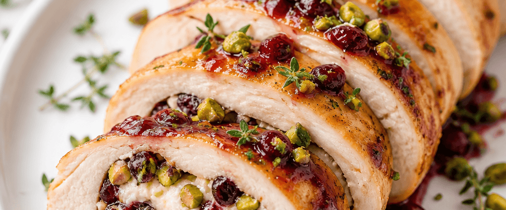 Festive Chicken Roulade with Cranberry Pistachio Filling