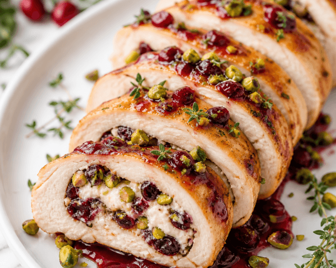 Festive Chicken Roulade with Cranberry Pistachio Filling