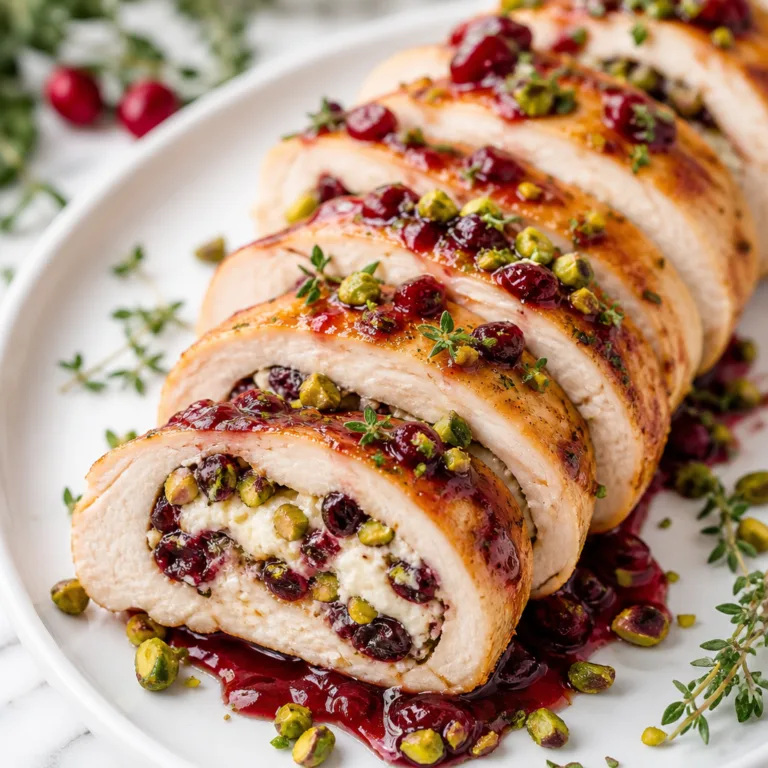 Festive Chicken Roulade with Cranberry Pistachio Filling