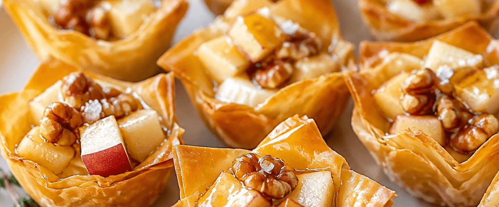 Apple Brie and Walnut Phyllo Bites