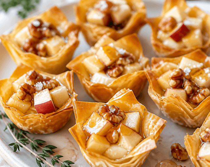 Apple Brie and Walnut Phyllo Bites