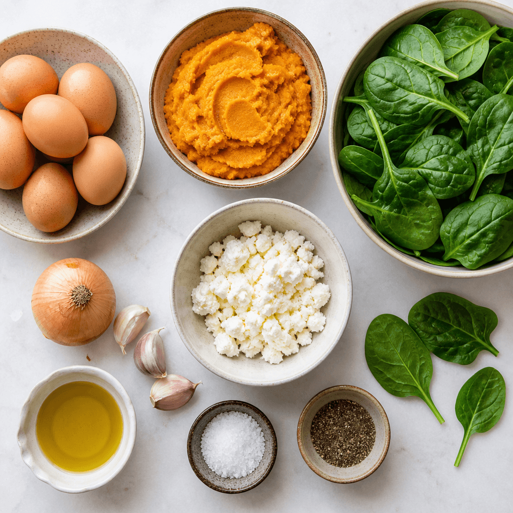 Cozy Fall Recipe Savory Pumpkin and Spinach Frittata ingredients