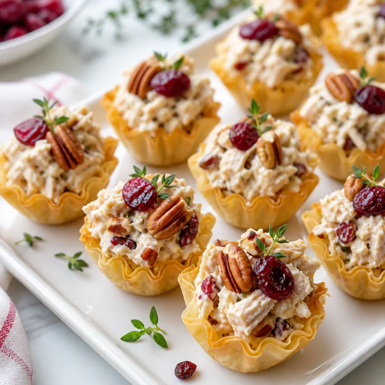 Cranberry Pecan Chicken Salad Phyllo Cups (Easy Appetizer)