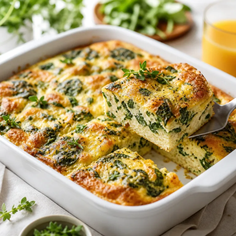 Healthy Spinach Breakfast Casserole with Fresh Herbs