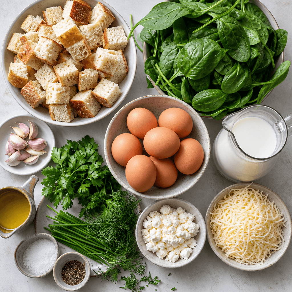 Healthy Spinach and Herb Breakfast Casserole ingredients