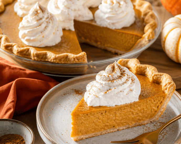 Pumpkin Pie with Spiced Whipped Cream Delight