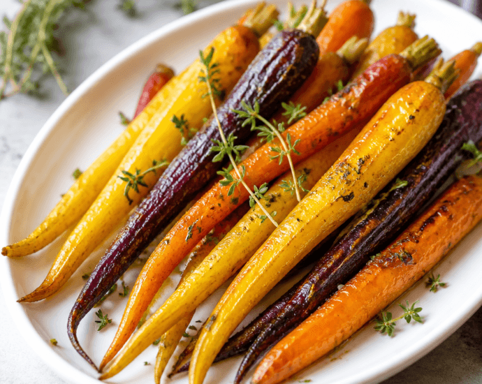 Colorful Roasted Rainbow Carrots with Fresh Thyme