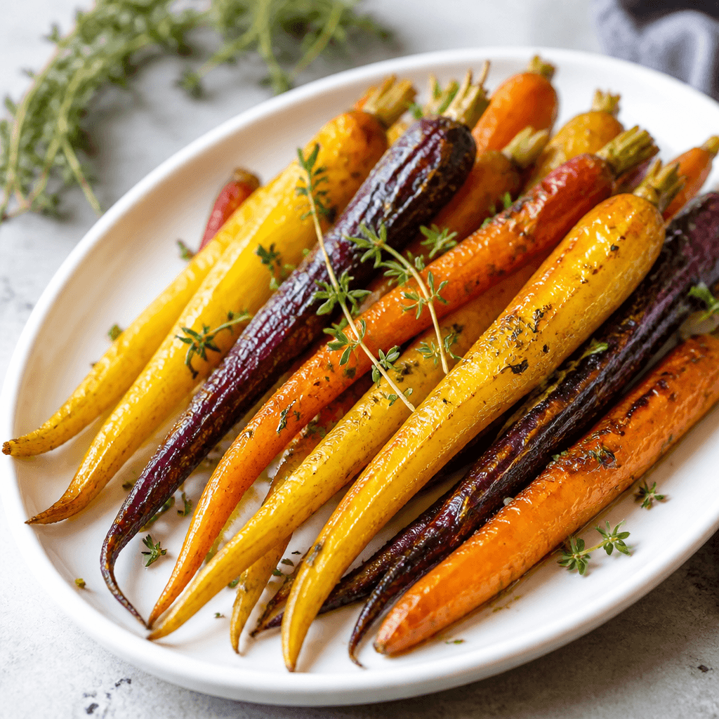 Colorful Roasted Rainbow Carrots with Fresh Thyme