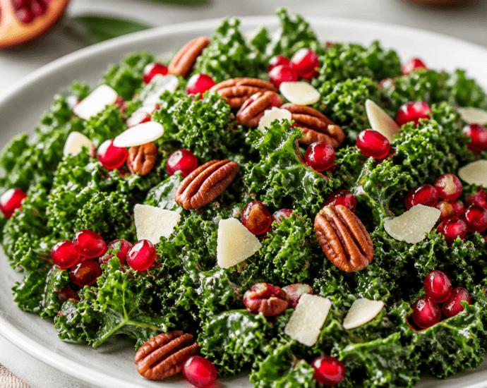 Winter Kale Salad with Pomegranate and Pecans Recipe