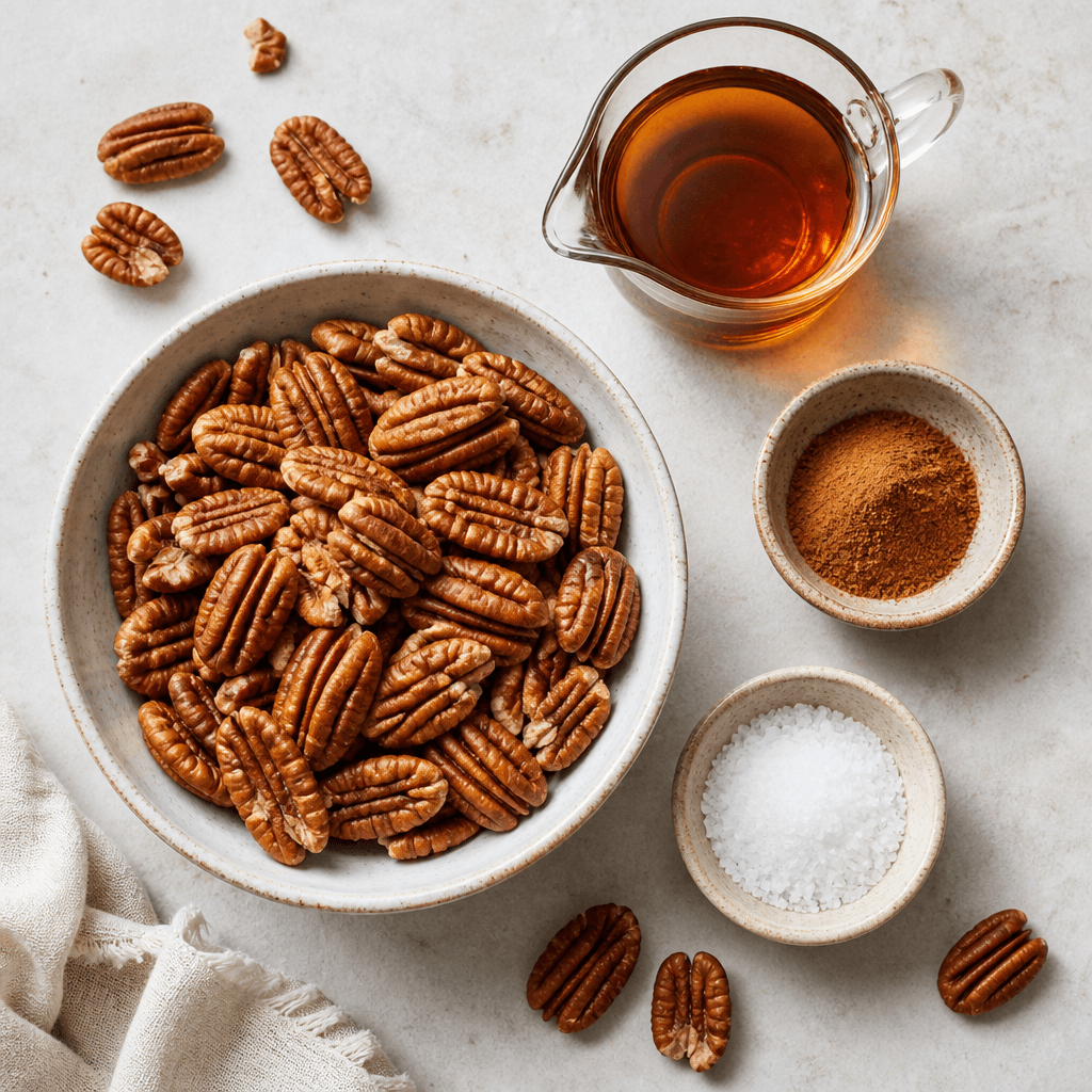 Maple Roasted Pecans - Perfect Fall Snack ingredients