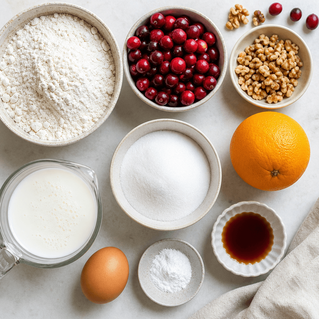 Homemade Cranberry Walnut Bread Recipe ingredients