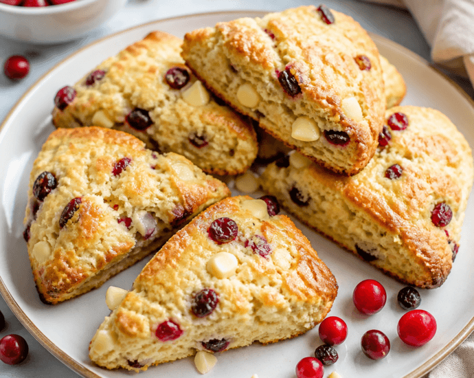 Fluffy Cranberry White Chocolate Scones