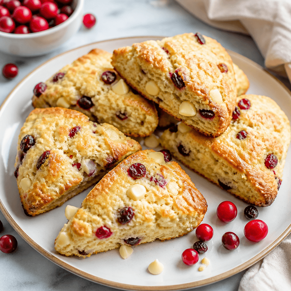 Fluffy Cranberry White Chocolate Scones